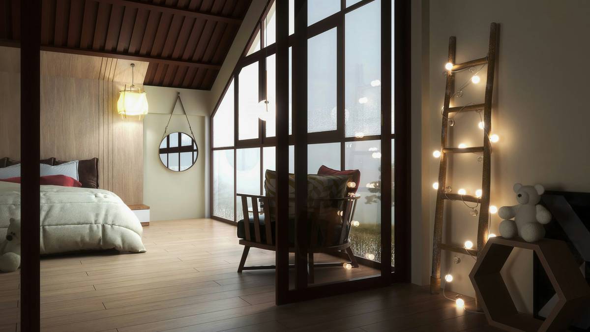 Smart lighting system for home illuminating a modern house number sign at dusk